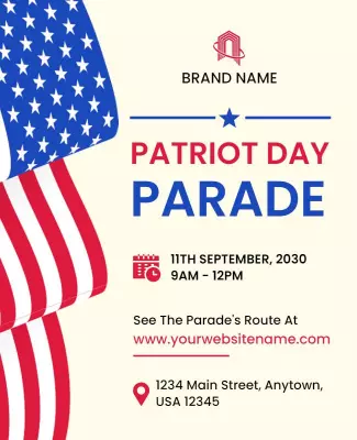 Patriotic Red White and Blue Parade Promotion Poster Template