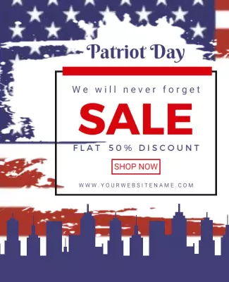 Patriotic Red White and Blue Patriot Day Sale Poster Template