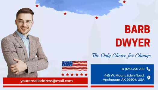 Patriotic Red White and Blue Political Campaign Business Card Template