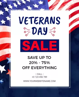 Patriotic Red, White, and Blue Veterans Day Sale Poster Template