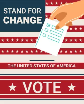 Patriotic Red White and Blue Voting Awareness Poster Template