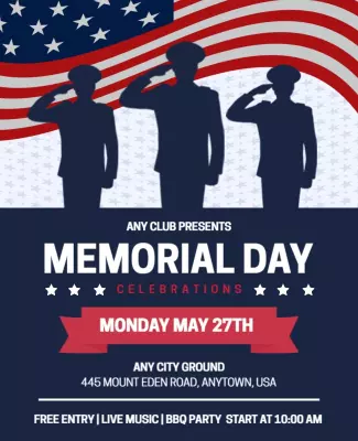Patriotic Red White Blue Memorial Day Celebrations Poster Template