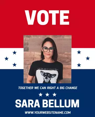 Patriotic Red White Blue Voting Campaign Poster Template