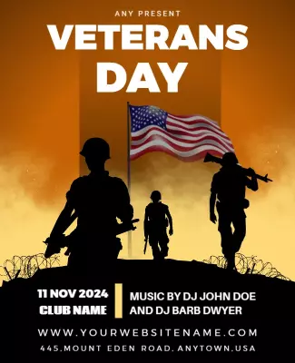 Patriotic Silhouette Veterans Day Celebration Poster Template