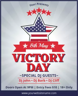 Patriotic Star-Spangled Victory Day Celebration Flyer Template