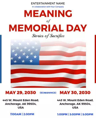 Patriotic Themed Memorial Day Celebration Poster Template
