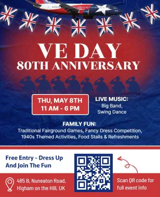 Patriotic VE Day 80th Anniversary Celebration Flyer Template