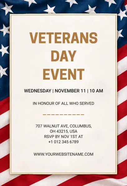 Patriotic Veterans Day Celebration Invitation Template