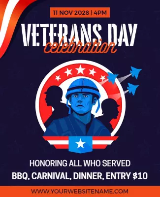 Patriotic Veterans Day Celebration with Bold Colors Poster Template