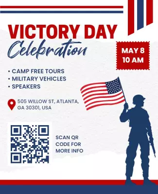 Patriotic Victory Day Celebration with Flag and Soldier Poster Template