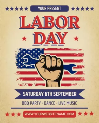 Patriotic Vintage Labor Day BBQ Party Poster Template