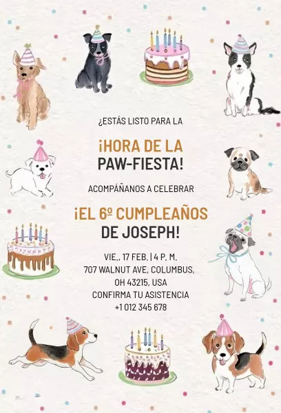 Paw-some Dog Birthday Celebration Festive Invitation Template