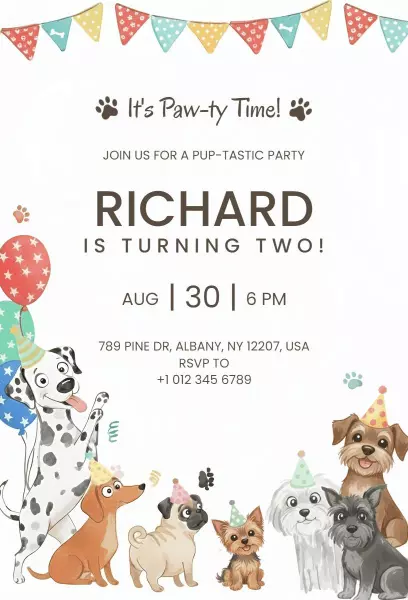 Paw-tastic Dog Birthday Celebration Invitation Template