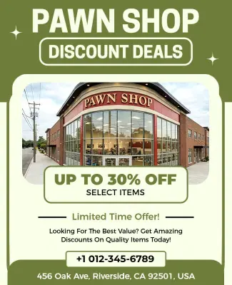 Pawn Shop Discount Deals Promotional Poster Template