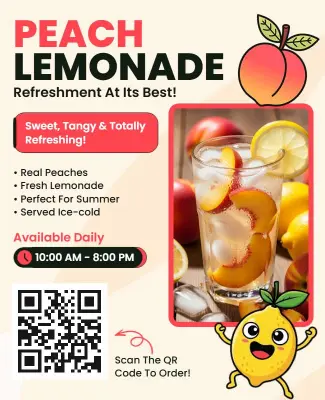 Peach Lemonade Refreshment Promotion Flyer Template