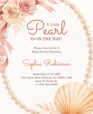 Pearl Theme Baby Shower Celebration Flyer Template