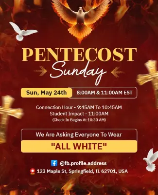 Pentecost Sunday Church Service Celebration Flyer Template