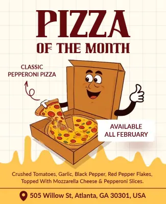 Pepperoni Pizza of the Month Flyer Template