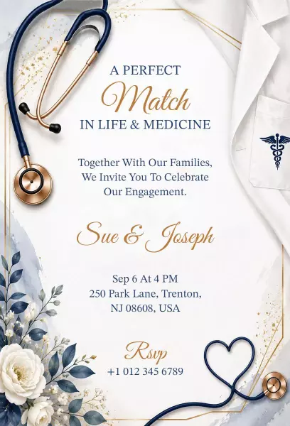 Perfect Match Life Medicine Engagement Celebration Invitation Template