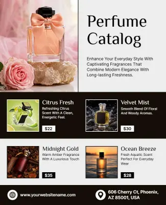 Perfume Catalog Fragrance Showcase Poster Template
