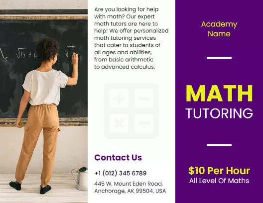 Personalized Math Tutoring Services and Assessments Brochure Template
