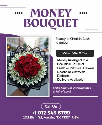 Personalized Money Bouquet Arrangement Flyer Template