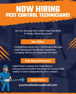 Pest Control Technician Hiring Flyer Template