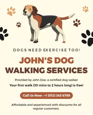 Pet Dog Walking Services Promotional Flyer Template