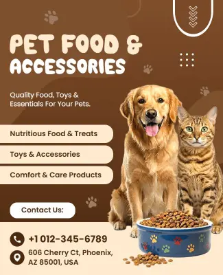 Pet Food and Accessories Promotion Poster Template