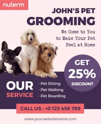 Pet Grooming and Care Service Flyer Template