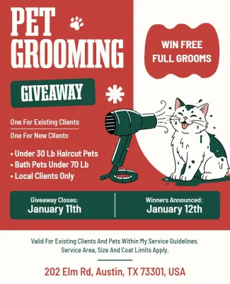 Pet Grooming Giveaway Event Flyer Template