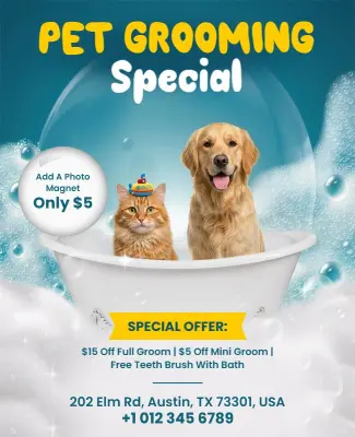 Pet Grooming Special Deal Announcement Flyer Template