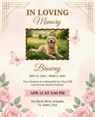 Pet Memorial Tribute with Floral Flyer Template