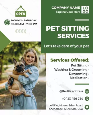 Pet Sitting and Grooming Services Flyer Template