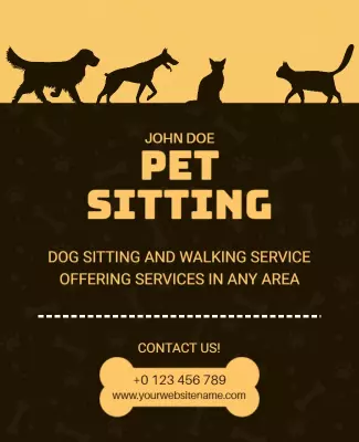 Playful Yellow Pet Sitting Service Flyer Template