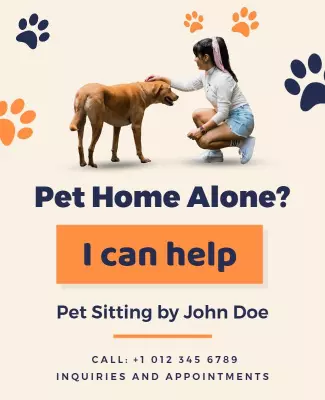 Pet Sitting Service Assistance Flyer Template