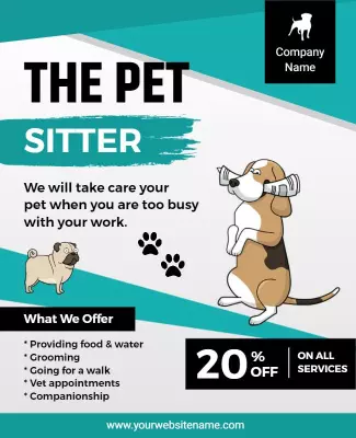 Pet Sitting Services Promotional Flyer Template