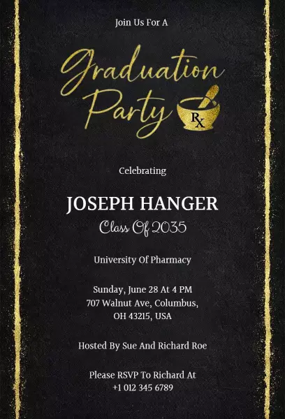 Pharmacy Nursing Graduation Celebration Party Invitation Template