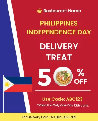 Philippines Independence Day Restaurant Discount Flyer Template