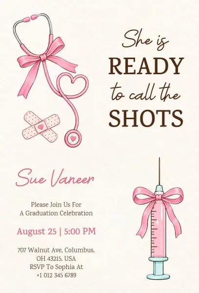 Phlebotomy Graduation Celebration Invitation Template