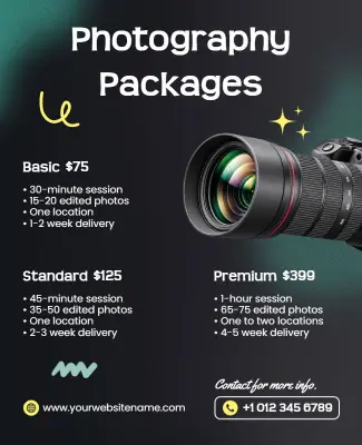 Photography Services Pricing Package Flyer Template