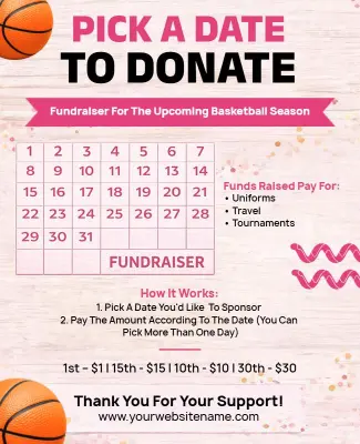 Pick a Date to Donate for Basketball Team Flyer Template