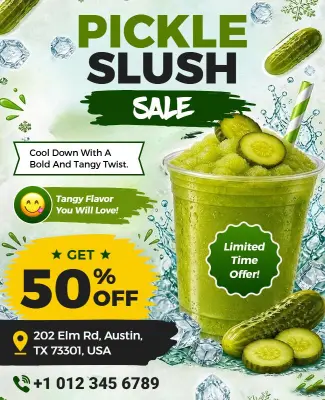 Pickle Slush Beverage Sale Flyer Template