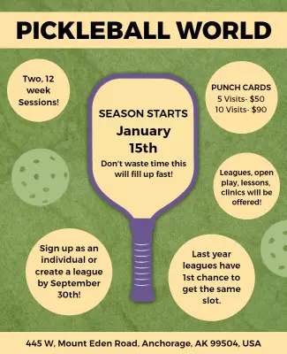 Pickleball League Session Announcement Flyer Template