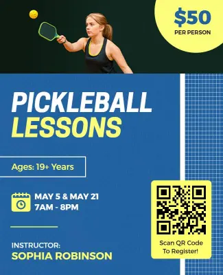 Pickleball Lessons Registration Flyer Template