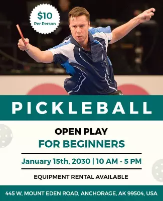 Pickleball Open Play Beginners Flyer Template