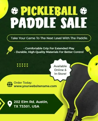 Pickleball Paddle Sale Promotional Flyer Template