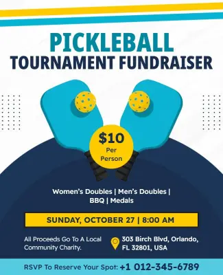 Pickleball Tournament Fundraiser Event Flyer Template