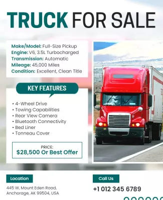 Pickup Truck for Sale Flyer Template