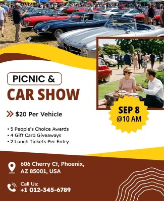 Picnic and Car Show Flyer Template